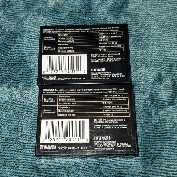 NEW Lot of 2 Maxell‎ HS-4/120S 4mm 120M DDS-2 Data Tape 4GB 8GB Digital Storage - Picture 2 of 4